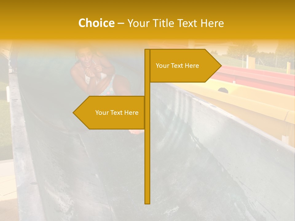 A Woman Slides Down A Slide In A Water Park PowerPoint Template