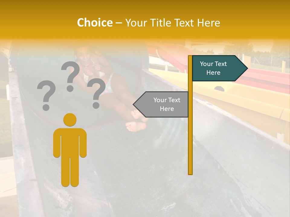 A Woman Slides Down A Slide In A Water Park PowerPoint Template