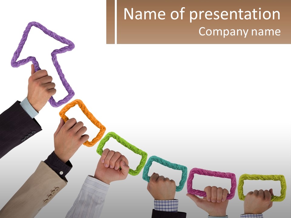 A Group Of People Holding Up Letters With An Arrow PowerPoint Template