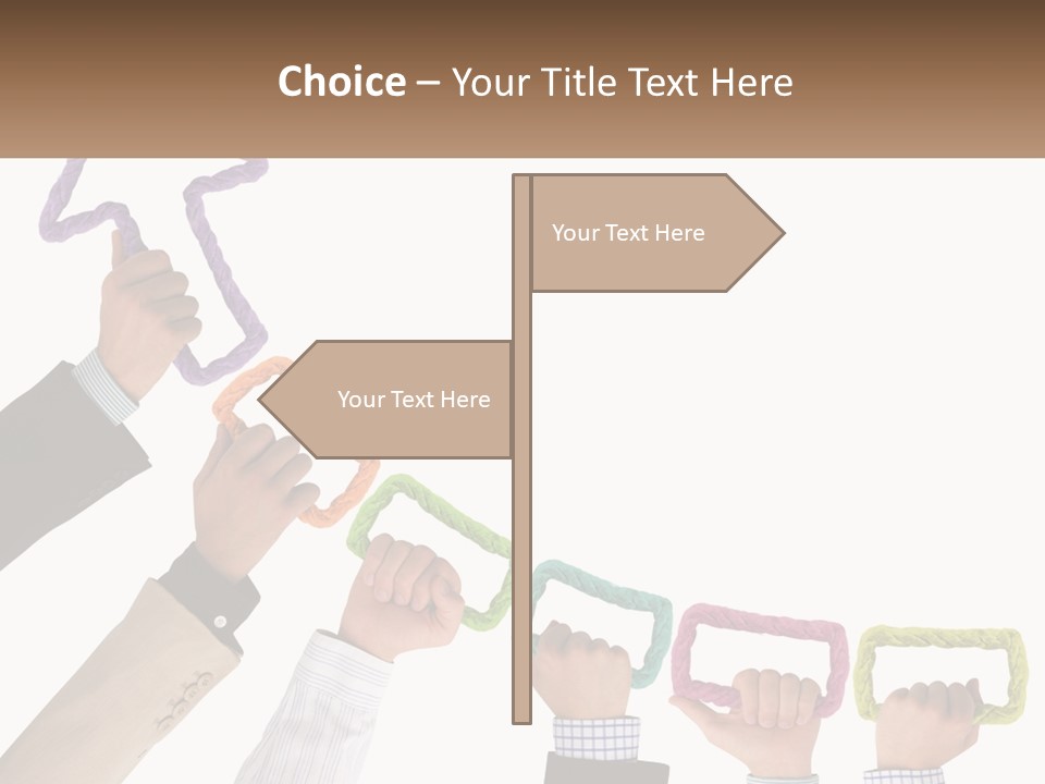 A Group Of People Holding Up Letters With An Arrow PowerPoint Template