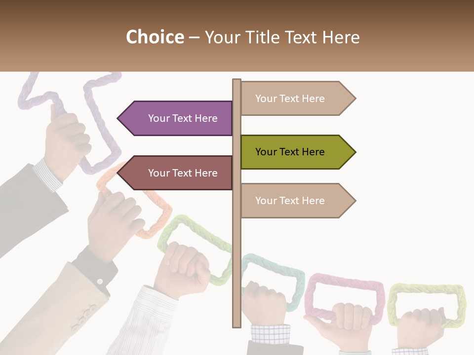 A Group Of People Holding Up Letters With An Arrow PowerPoint Template