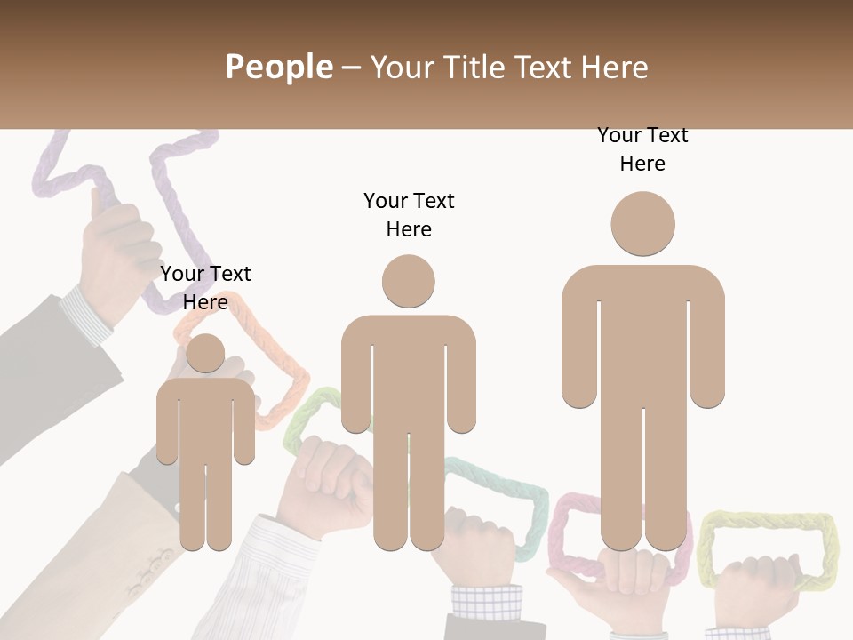 A Group Of People Holding Up Letters With An Arrow PowerPoint Template