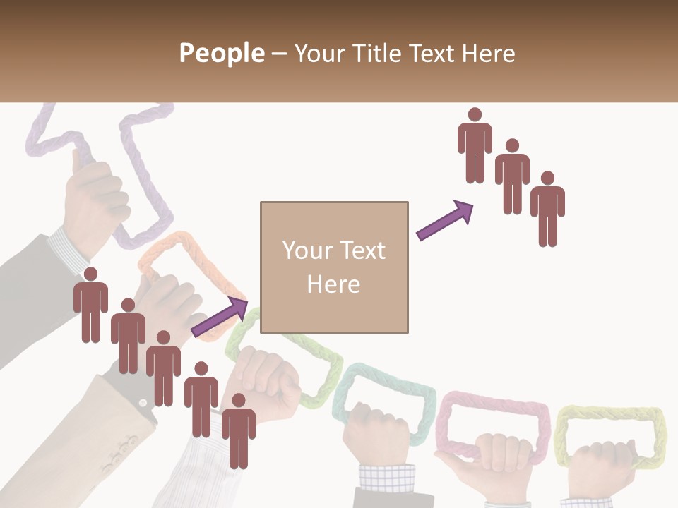 A Group Of People Holding Up Letters With An Arrow PowerPoint Template