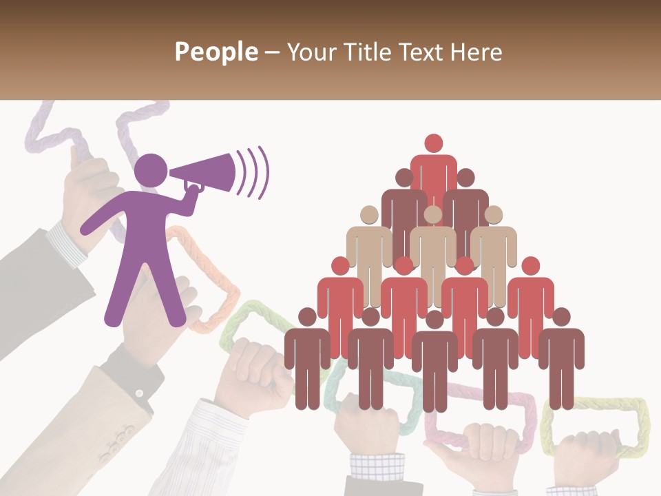 A Group Of People Holding Up Letters With An Arrow PowerPoint Template