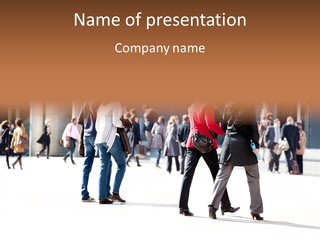 A Group Of People Walking Across A Street PowerPoint Template