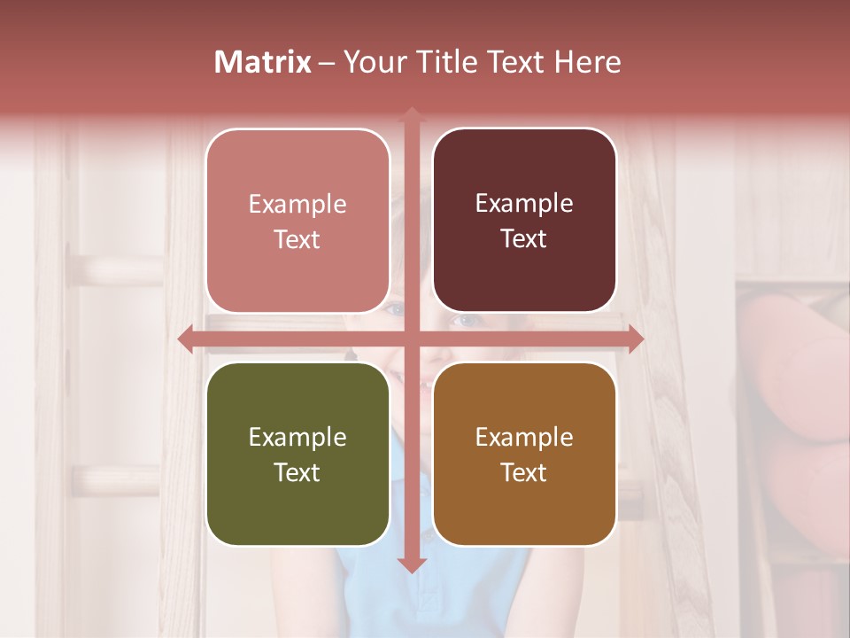 A Little Girl Sitting In Front Of A Wooden Ladder PowerPoint Template