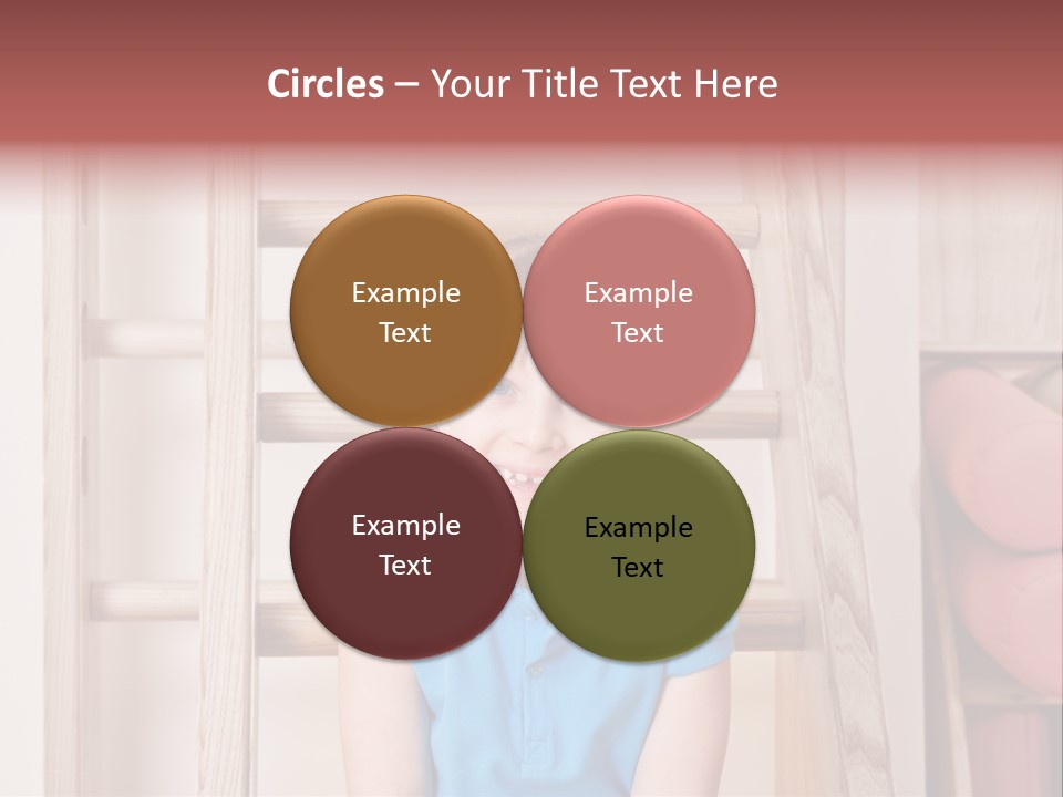 A Little Girl Sitting In Front Of A Wooden Ladder PowerPoint Template