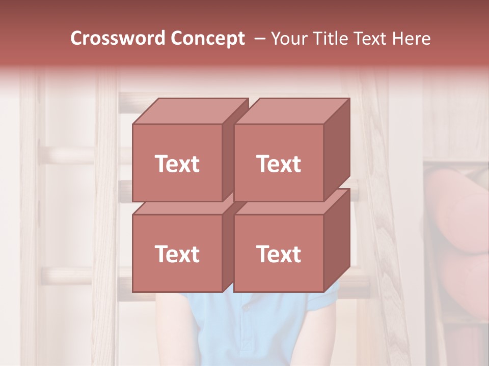 A Little Girl Sitting In Front Of A Wooden Ladder PowerPoint Template