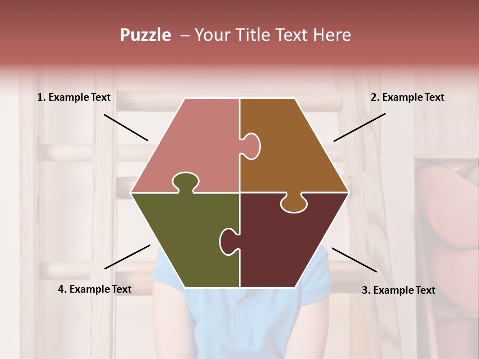 A Little Girl Sitting In Front Of A Wooden Ladder PowerPoint Template