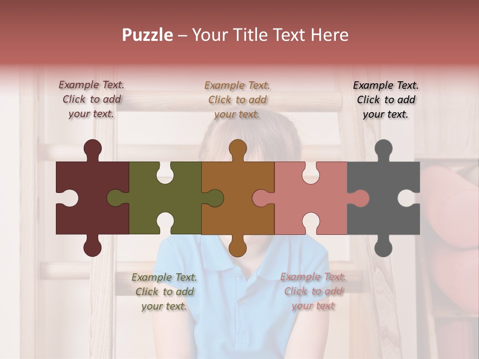 A Little Girl Sitting In Front Of A Wooden Ladder PowerPoint Template