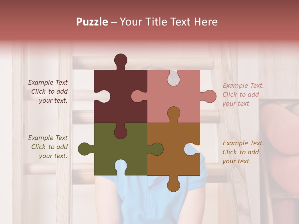 A Little Girl Sitting In Front Of A Wooden Ladder PowerPoint Template