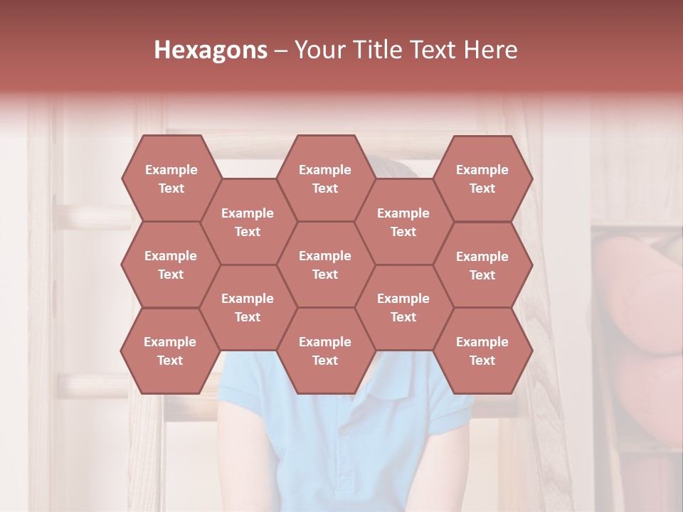 A Little Girl Sitting In Front Of A Wooden Ladder PowerPoint Template