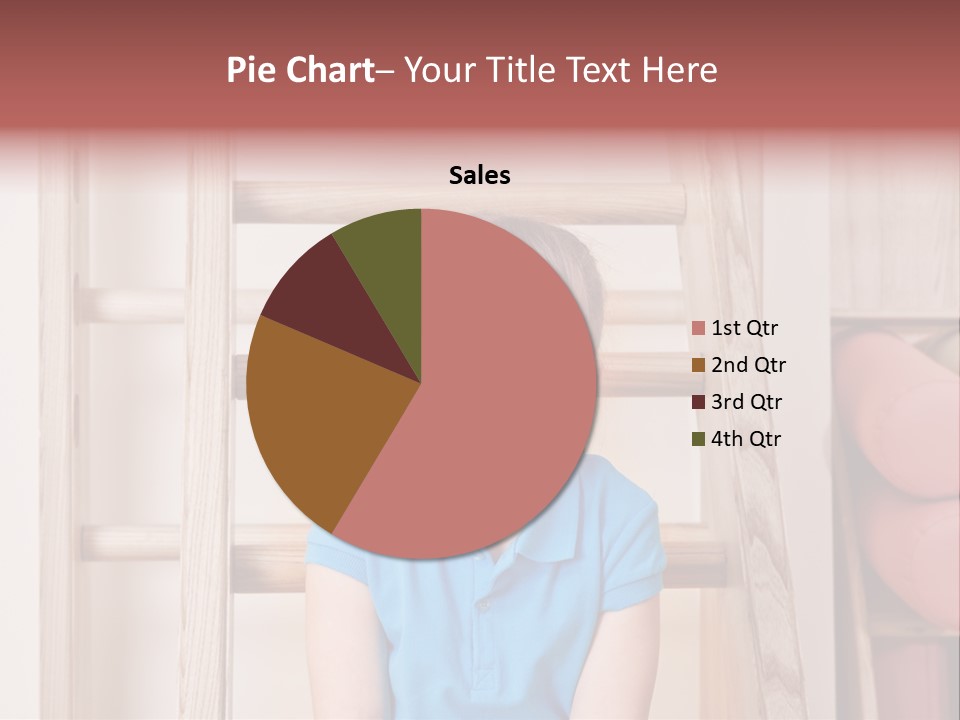 A Little Girl Sitting In Front Of A Wooden Ladder PowerPoint Template
