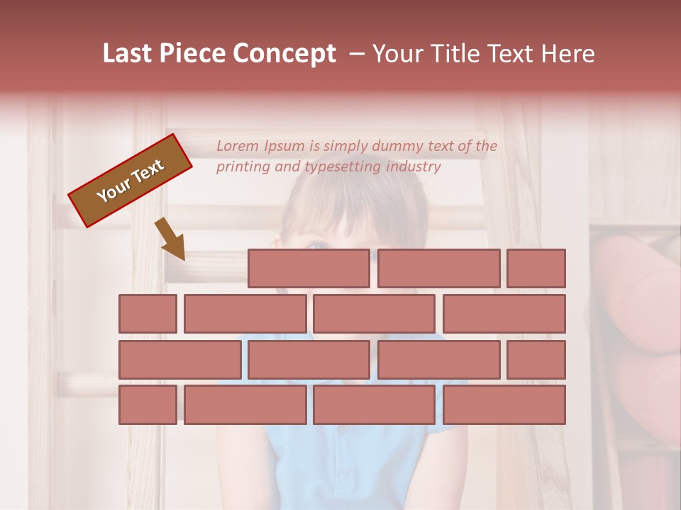 A Little Girl Sitting In Front Of A Wooden Ladder PowerPoint Template