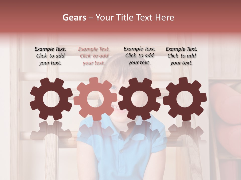 A Little Girl Sitting In Front Of A Wooden Ladder PowerPoint Template