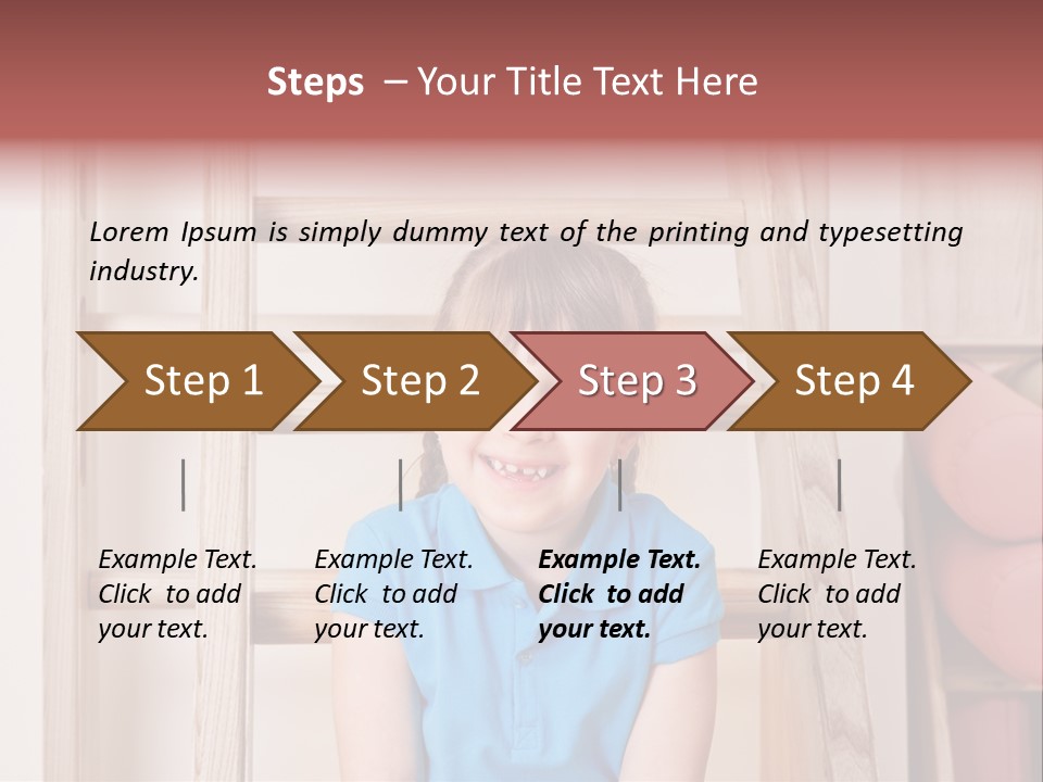 A Little Girl Sitting In Front Of A Wooden Ladder PowerPoint Template