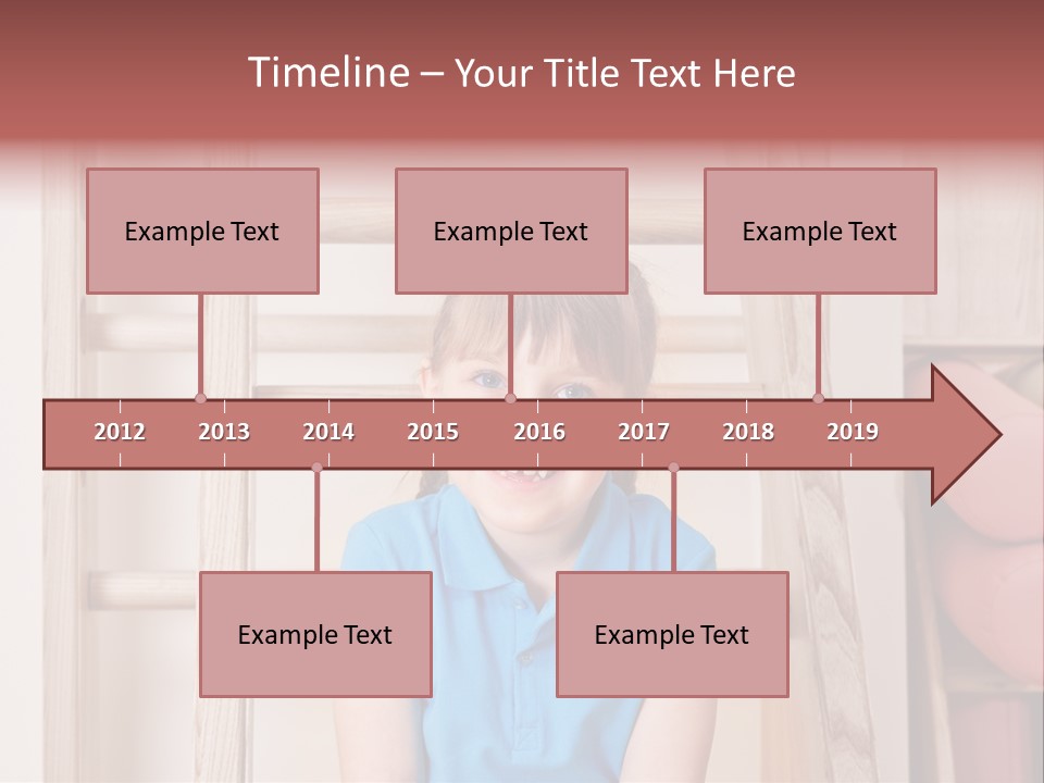 A Little Girl Sitting In Front Of A Wooden Ladder PowerPoint Template