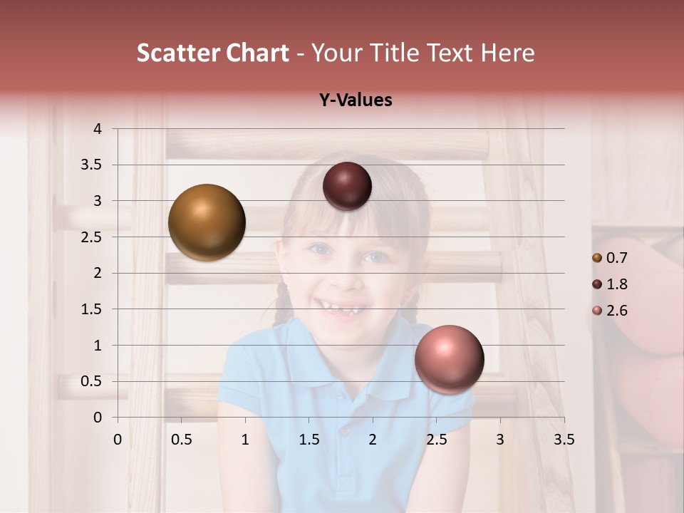 A Little Girl Sitting In Front Of A Wooden Ladder PowerPoint Template