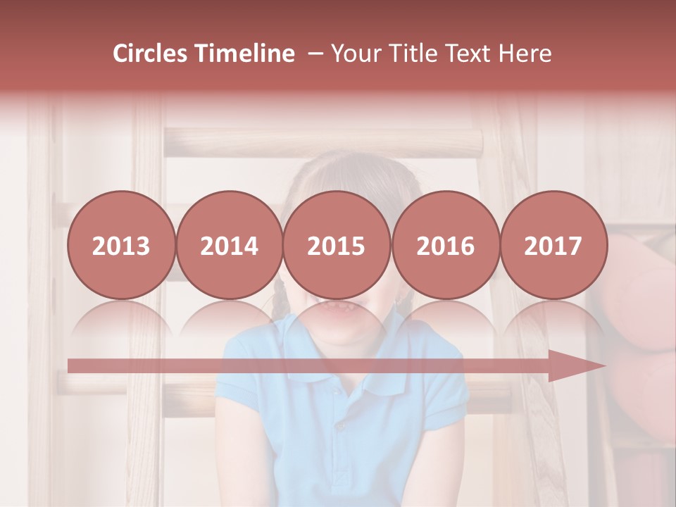 A Little Girl Sitting In Front Of A Wooden Ladder PowerPoint Template