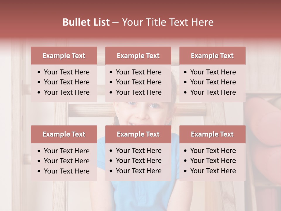 A Little Girl Sitting In Front Of A Wooden Ladder PowerPoint Template