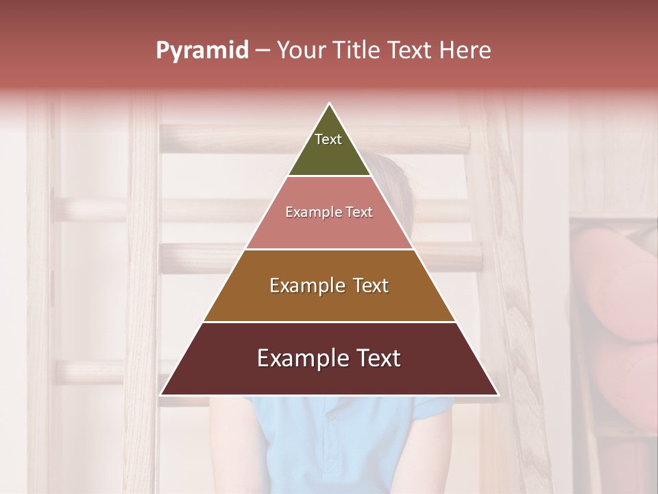 A Little Girl Sitting In Front Of A Wooden Ladder PowerPoint Template