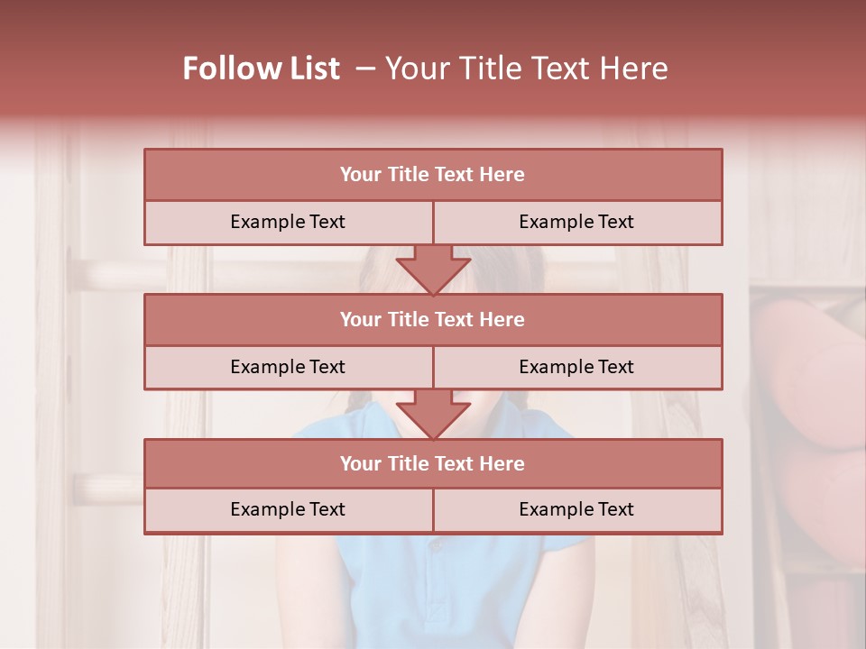 A Little Girl Sitting In Front Of A Wooden Ladder PowerPoint Template