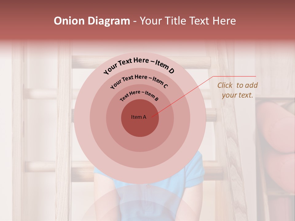 A Little Girl Sitting In Front Of A Wooden Ladder PowerPoint Template