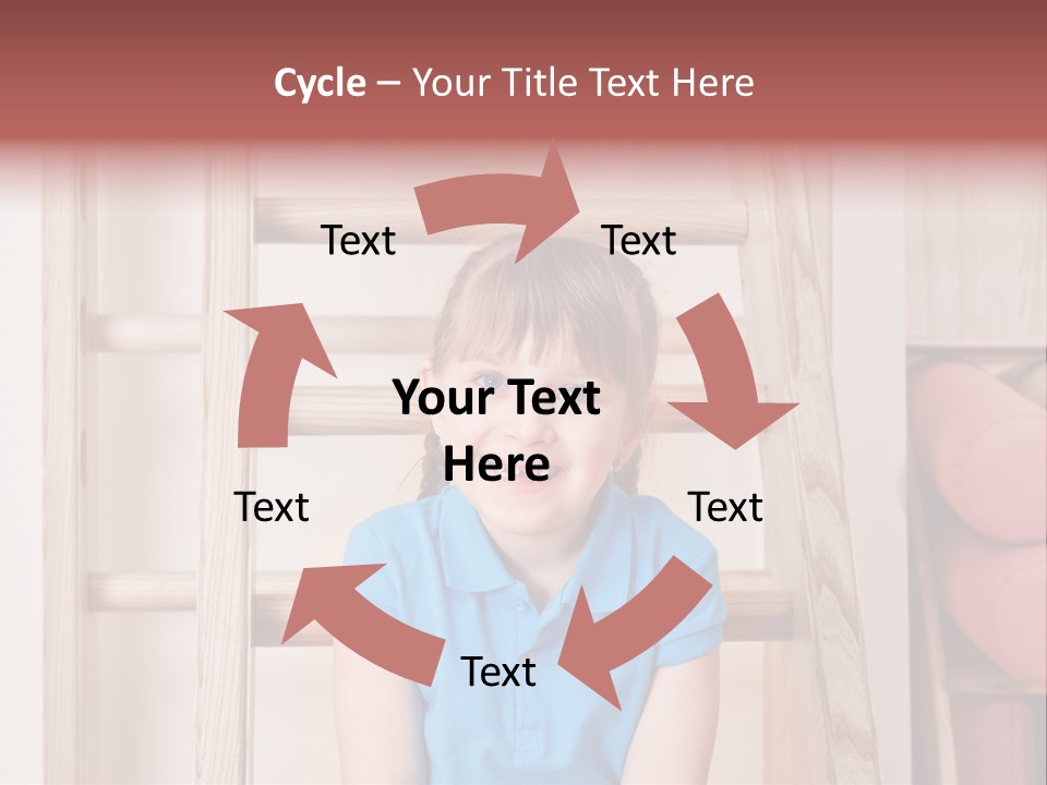 A Little Girl Sitting In Front Of A Wooden Ladder PowerPoint Template