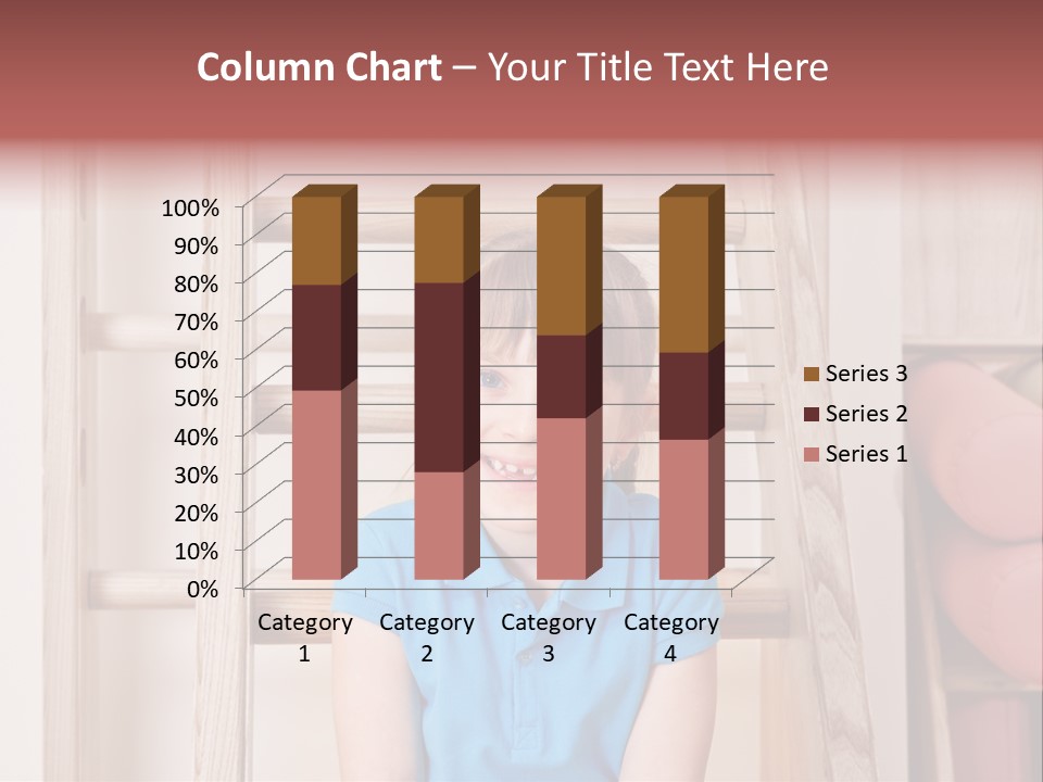 A Little Girl Sitting In Front Of A Wooden Ladder PowerPoint Template