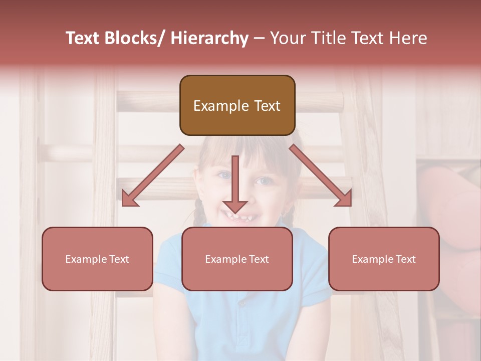 A Little Girl Sitting In Front Of A Wooden Ladder PowerPoint Template