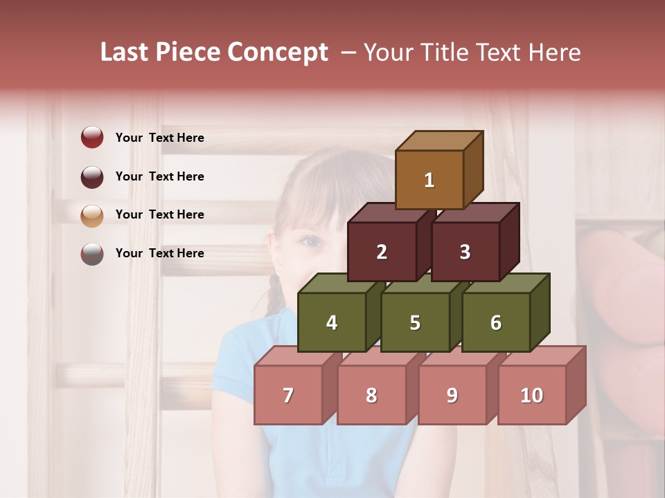 A Little Girl Sitting In Front Of A Wooden Ladder PowerPoint Template