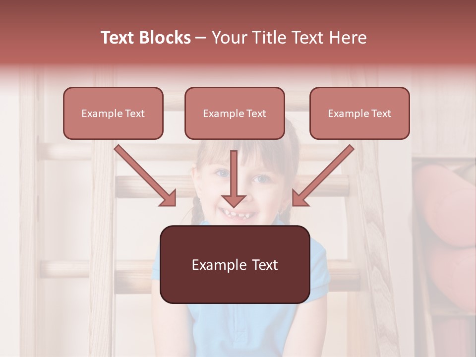A Little Girl Sitting In Front Of A Wooden Ladder PowerPoint Template