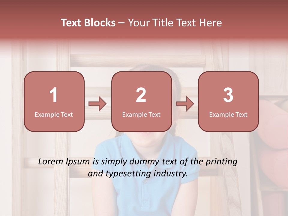 A Little Girl Sitting In Front Of A Wooden Ladder PowerPoint Template