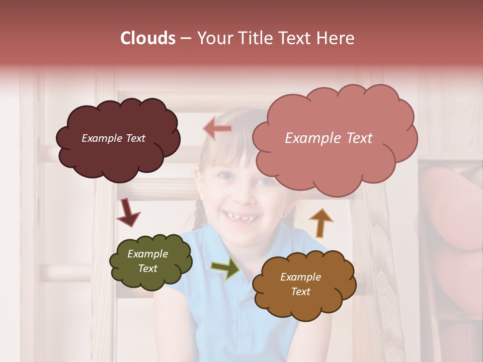 A Little Girl Sitting In Front Of A Wooden Ladder PowerPoint Template