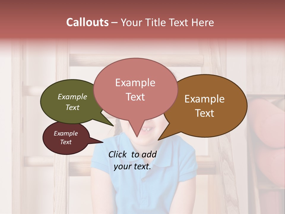 A Little Girl Sitting In Front Of A Wooden Ladder PowerPoint Template