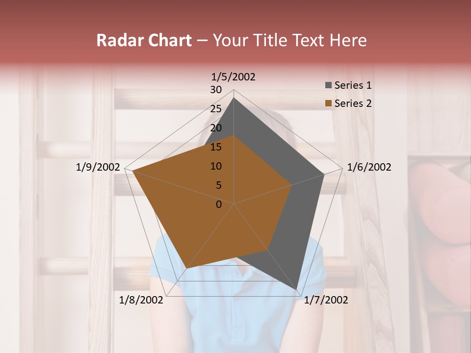 A Little Girl Sitting In Front Of A Wooden Ladder PowerPoint Template