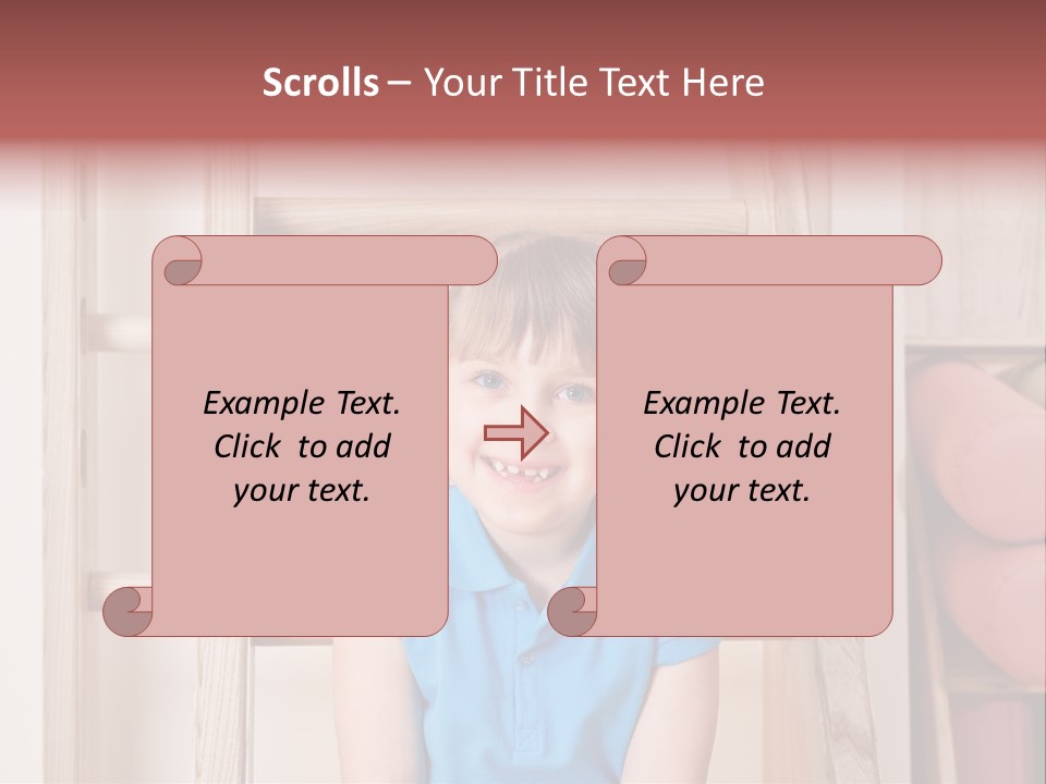 A Little Girl Sitting In Front Of A Wooden Ladder PowerPoint Template