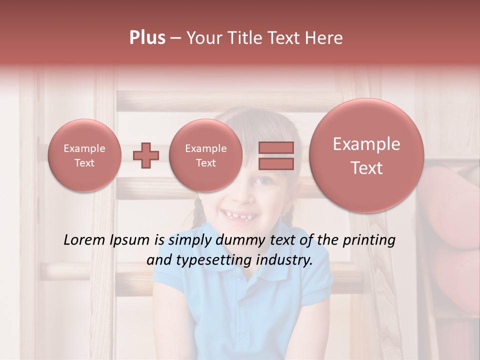 A Little Girl Sitting In Front Of A Wooden Ladder PowerPoint Template