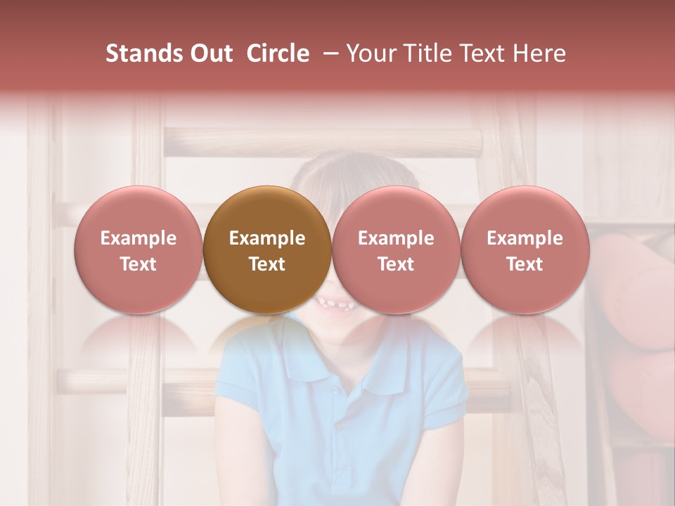 A Little Girl Sitting In Front Of A Wooden Ladder PowerPoint Template