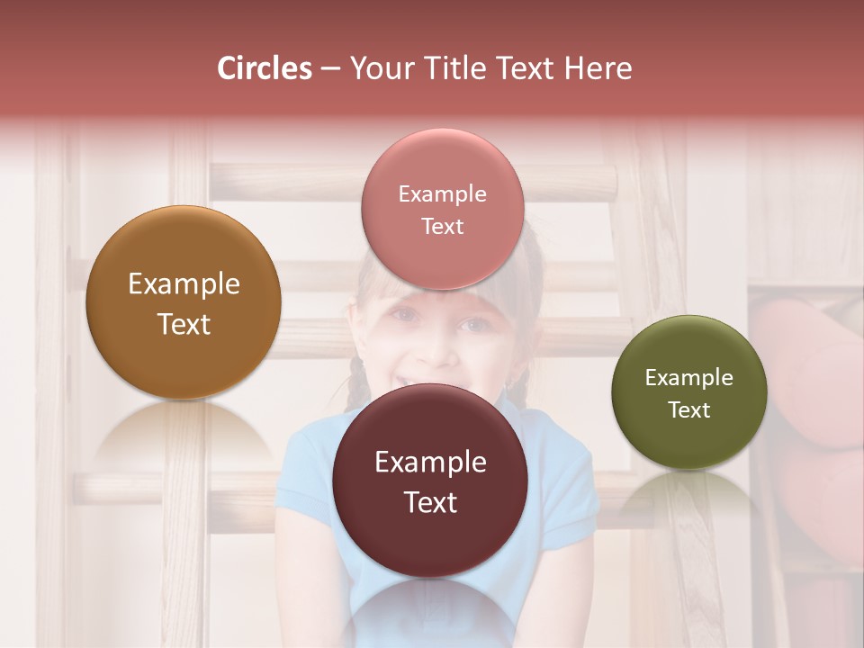 A Little Girl Sitting In Front Of A Wooden Ladder PowerPoint Template