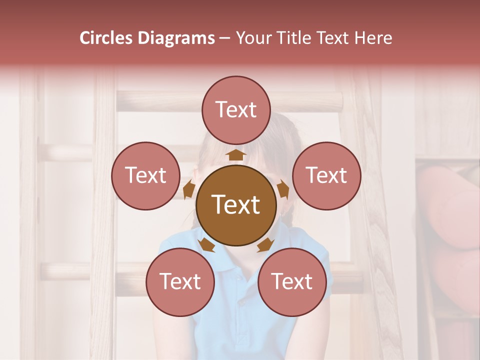 A Little Girl Sitting In Front Of A Wooden Ladder PowerPoint Template