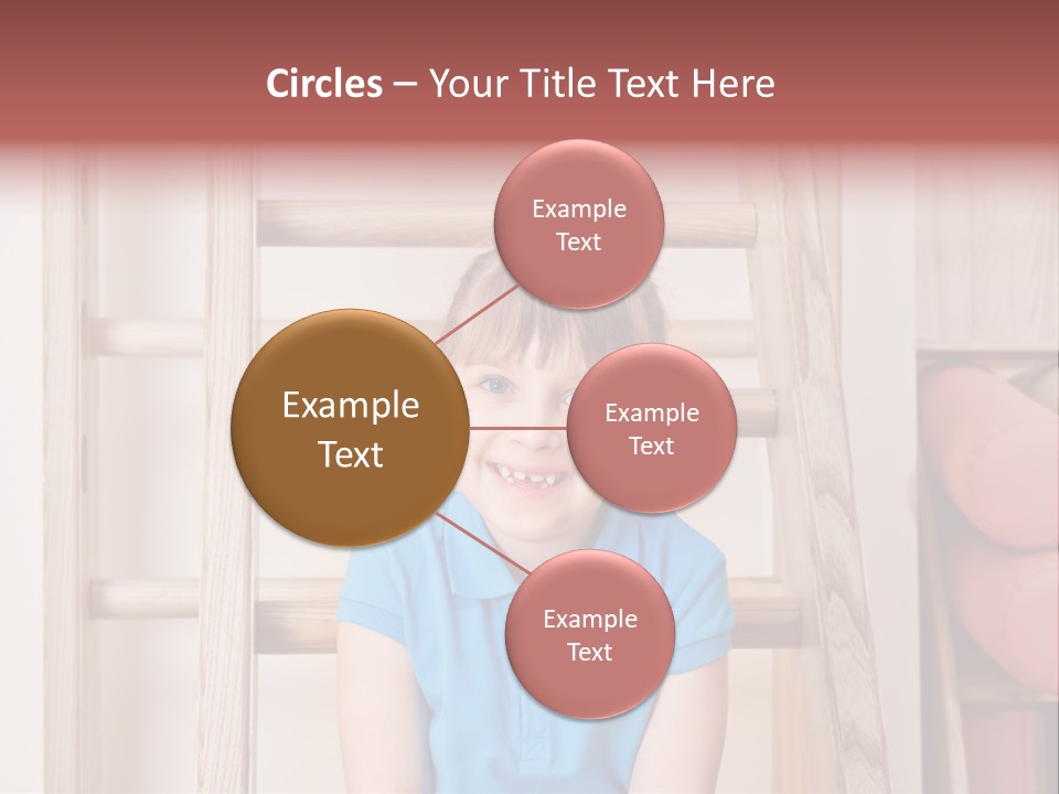 A Little Girl Sitting In Front Of A Wooden Ladder PowerPoint Template