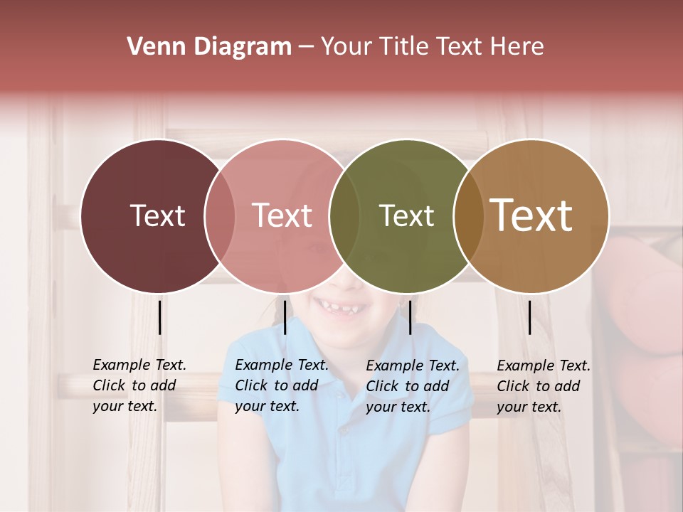 A Little Girl Sitting In Front Of A Wooden Ladder PowerPoint Template