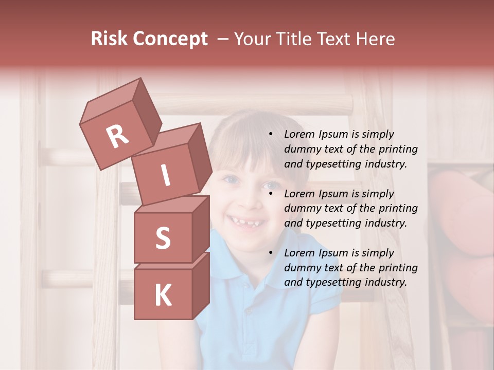 A Little Girl Sitting In Front Of A Wooden Ladder PowerPoint Template