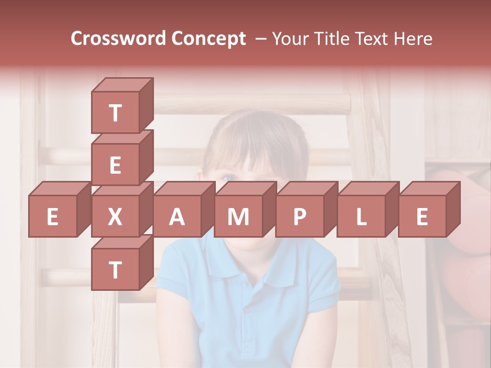 A Little Girl Sitting In Front Of A Wooden Ladder PowerPoint Template