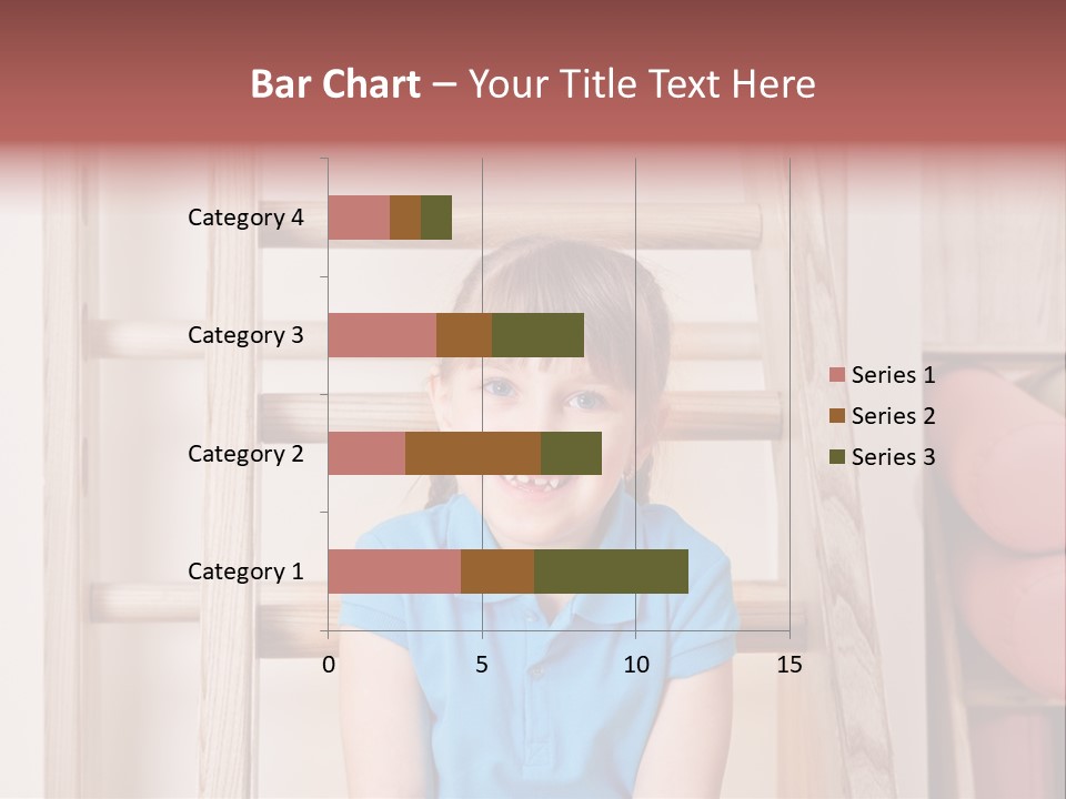 A Little Girl Sitting In Front Of A Wooden Ladder PowerPoint Template