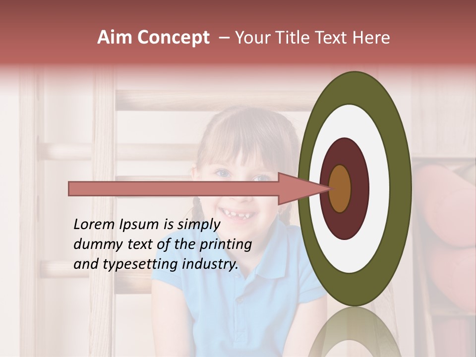 A Little Girl Sitting In Front Of A Wooden Ladder PowerPoint Template