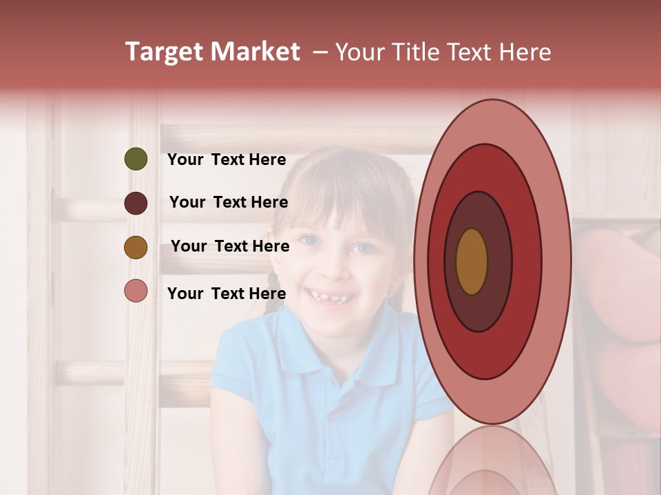 A Little Girl Sitting In Front Of A Wooden Ladder PowerPoint Template