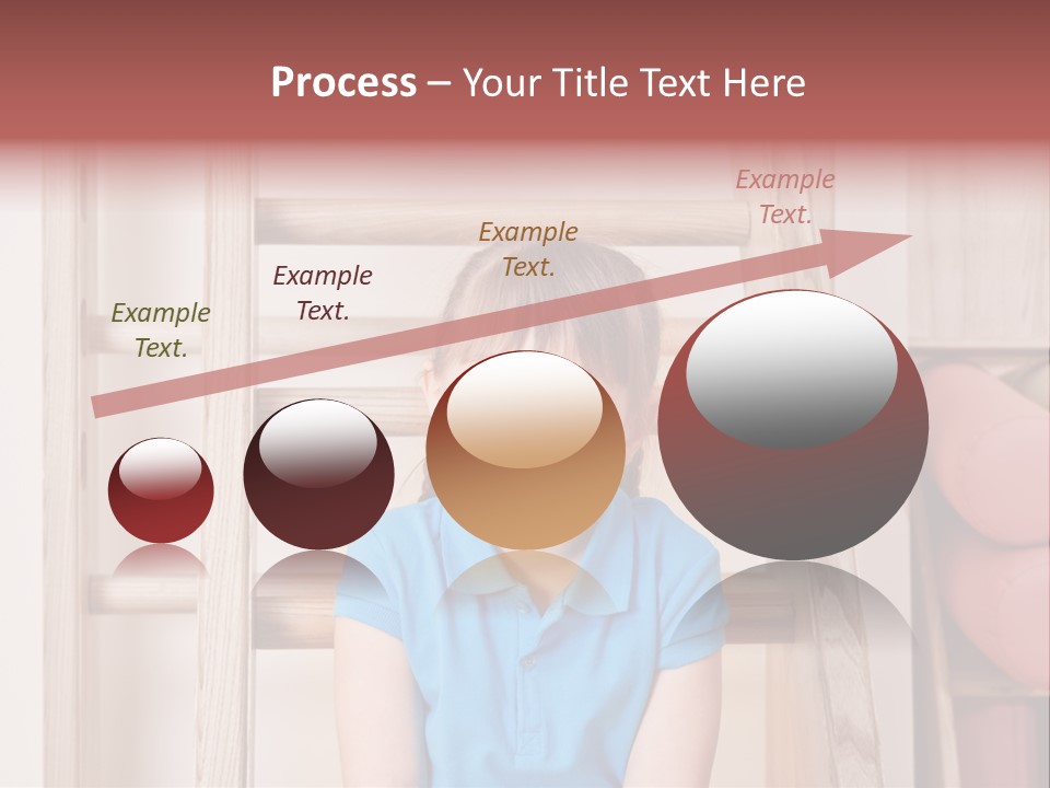 A Little Girl Sitting In Front Of A Wooden Ladder PowerPoint Template