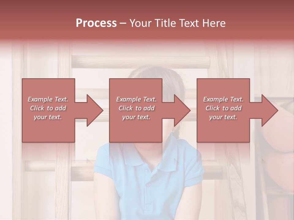A Little Girl Sitting In Front Of A Wooden Ladder PowerPoint Template